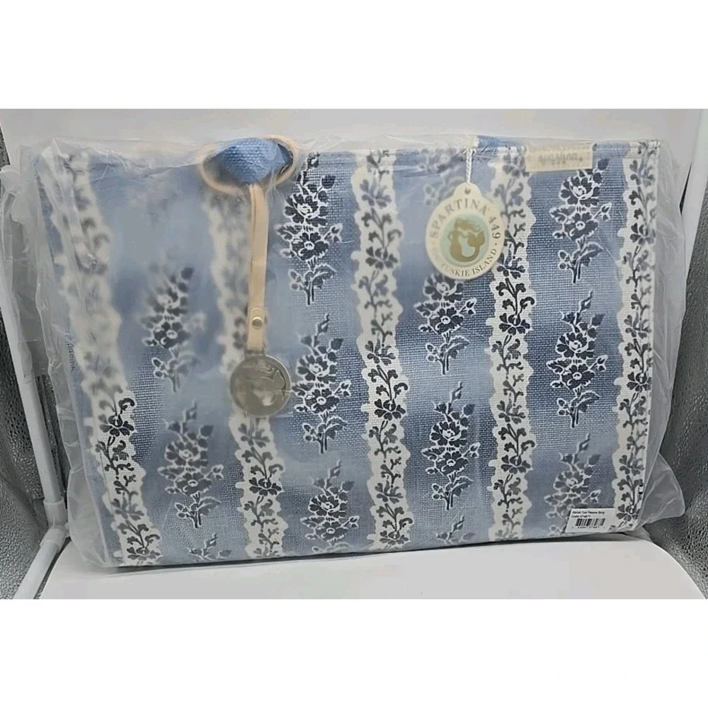 Spartina 449 Market Tote Peeples Song NWT Beachy Boho‎ Blue Floral